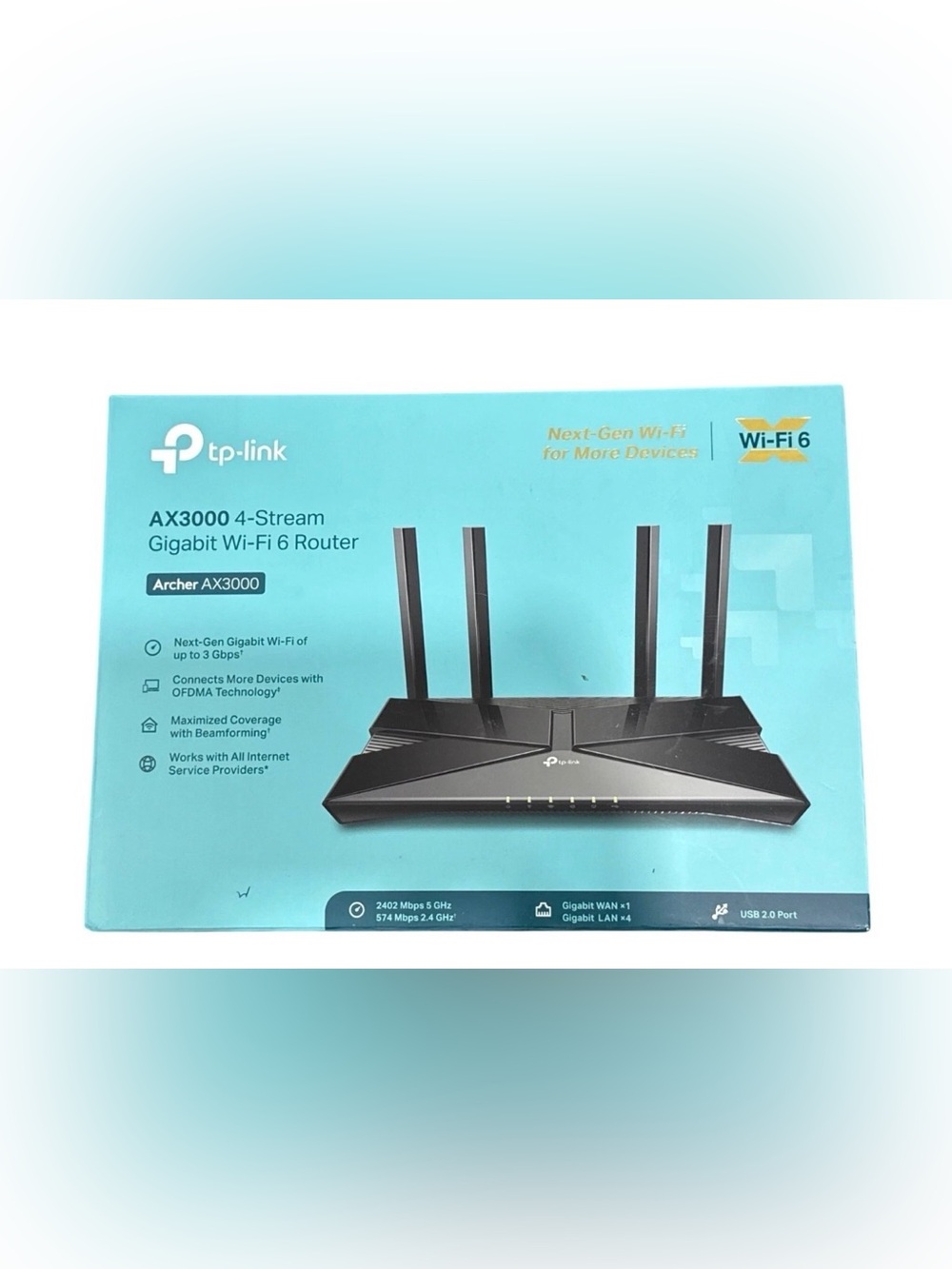 TP-Link Archer AX3000 AX3000 4-Stream Gigabit Wi‑Fi 6 Router - Black
